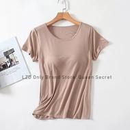 [Queen S Secret] M-3XL เสื้อแขนขนาดใหญ่สั้นพร้อมแผ่นหน้าอกเสื้อใส่อยู่บ้าน/เลานจ์/ชุดกีฬาโยคะ/ถ้วยที่คงที่เสื้อยืดเบสิกของผู้หญิงแขนสั้นสีดำ/ ขาว/เทา