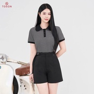 Long black shorts, waistband with belt 27012B96 Toson