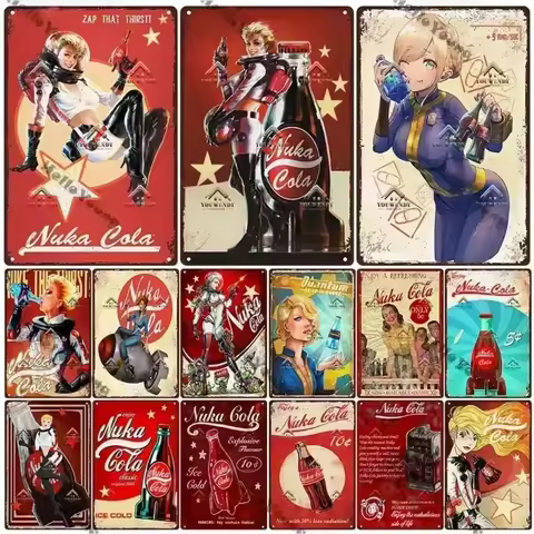 "Nuka Cola Drink Posters Metal Sign: Bringing Retro Vibe To Bar, Pub, Club. Man Cave's Delight, Fun-