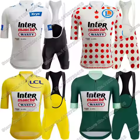 2025 Wanty Team Cycling Jersey Set France TDF Yellow Green Red Polka Dot White Cycling Clothing Bini