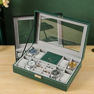watch storage box#新款8+2手錶收納盒#戒指耳環耳釘飾品收納盒#天窗帶鎖手錶盒# 珠寶首飾盒