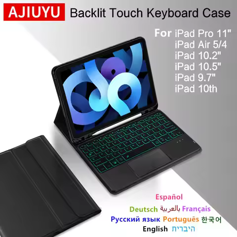 AJIUYU Magic Keyboard Case For iPad Air 5th 4th 10.9 Inch Pro 11 12.9 10.5 10th 3rd 10.2 10.5 9.7 Sm