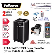 FELLOWES 325CI Paper Shredder (Cross Cut) 4 x 38mm -22 sheets (83L) (non stop, Cross Cut, Paper Shredder, Shredder