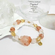 粉晶紅膠花龍龜設計手鍊/招貴人運招桃花/平衡情緒之水晶