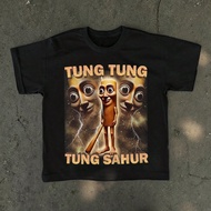 เสื้อยืดพิมพ์ลาย Tung Tung Tung Sahur ตลกขำขันทรงเบสบอลให้ชายในช่วงฤดูร้อน สไตล์อเมริกันขั้นต่ำ แขนส