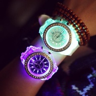 Ladies Rhinestone LED Big Dial Quartz Watch Luminous Fashion Wrist Watch Jam Tangan Wanita Luminous 