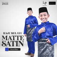 I.P Muslim⚜Matte Satin Slim Cutting Baju Melayu -Royal Blue/Size 3XS-5XL/Baju Raya Budak/Baju Raya K