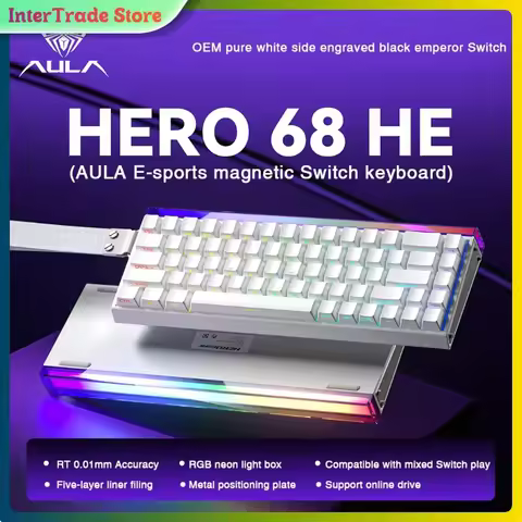 AULA HERO 68HE Magnetic Switch Keyboard Rapid Trigger 8K Polling Rate Esports Gaming RGB Wired Mecha