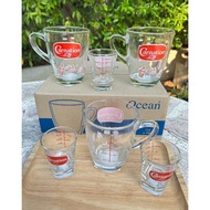 Set Of 6 Cups (3 Cupcake With Handles + 3 Cups) Carnation