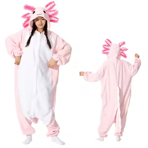 Animal Kigurumi Costume Halloween Onesie Pink Axolotl For Women Men Adult Kids Pyjamas Cartoon Pajam