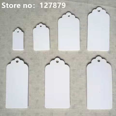 100pcs White Paperboard 7 Sizes Packaging Hang Tags Wedding/Birthday Party Candy Boxes Price Tags fo