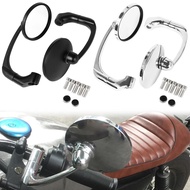 1 Pair 10mm Motorcycle Chrome Round Bar End Scooter Accessories Rearview Side Mirror Adjustable For Cafe Racer