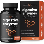 NutraChamps Digestive Enzymes 90 Vegan Capsules with Probiotics and Prebiotics for Women &amp; Men with Bromelain for Bloating &amp; Optimal Gut Health