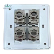 4 Sockets CAT6A RJ45 Faceplate LAN Network Outlet Jack Shielded Ethernet Wall Panel Board 86x86mm Ne