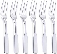 FULLYWARE 3-Tine Fork, Stainless Steel 7.6” Dinner Silverware Fork, Metal Cocktail Dessert Forks, 6-