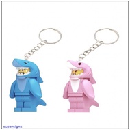 Blue Shark and Pink Shark Compatible LEGO Keychain School Bag Pendant Chain Minifigure Building Bloc