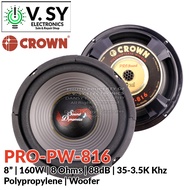 Original 2024 Crown PRO PW Series 160W - 200W 8 Ohms 6.5 / 8 / 10 / 12 Inches Polypropylene Woofer A