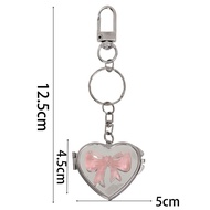 Cermin Hati Lipat Gantungan Kunci Mini Cermin Rias Make Up Pita Kupu Mirror Keychain