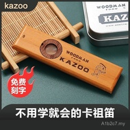 Seruling kazoo kayu Edeline, alat muzik kazoo untuk gitar dan ukulele, dilengkapi dengan membran kaz