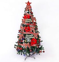 Christmas Tree Artificial Spruce With Zipper Premium Christmas Tree Pvc Pine Needles Christmas Pine Tree Full Scrambled Tree Festive Decoration With Ornaments Metal-Red Stand 210Cm (6.9Ft) The New