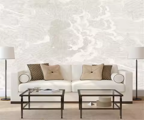 Customized Size Mural Vintage Cloud Wallpaper Home Decoration Grey Brown Cream Cloud Mural Full Hous