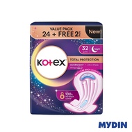 Kotex Total Protection Overnight Wing Pad 32cm (24s + 2s pads)