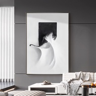 (With Frame) Minimalist Canvas Painting Modern Abstract Beach Wave Prints Pictures