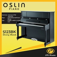 OSLIN S123BK Shiny Black Upright Piano with German FFW Hammer Exam Grade 123cm 10 YEAR WARRANTY