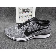 Nike飛線陰陽鞋 Nike Flyknit Racer 登月陰陽鞋 黑灰雪花飛線跑鞋 余文樂時尚潮流運動鞋 NIKE鞋