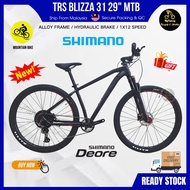 [MFB] 29" MTB Alloy TRS BLIZZA 31 Shimano Deore 1x12 Speed With Hydraulic Disc Brake Mountain Bike + FREE GIFT