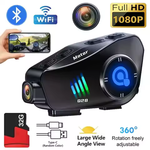Q28 Motorcycle Helmet Bluetooth Headset 1080P HD Wireless Camera Super Wide-angle Lens IP66 Waterpro