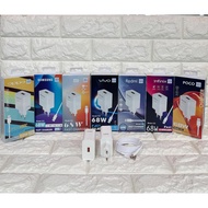 68W Mobile Charger for Android Model 123 Batok Adapter + Type C & Micro Data Cable Support Fast Char