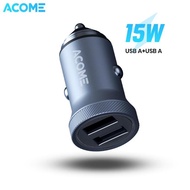 ACOME Car Charger ACC02 Dual Port USB A + USB A 5V/3A 15W Colokan Mobil Original - Garansi 1 Tahun t