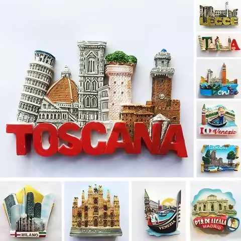 Italy Milan Fridge Magnets Madrid Florence Toscana Sirmione Lecce Venezia Tourist Souvenirs Magnetic