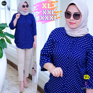 KEMEJA WANITA LENGAN PANJANG MOTIF POLKADOT JUMBO KEKINIAN MODEL SELEGRAM 2023