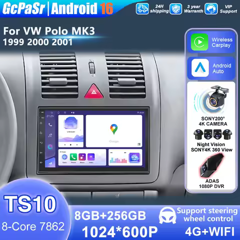 Android16 Auto Carplay Car Radio For VW Polo MK3 1999 2000 2001 Multimedia Player Touch Screen 5G Wi