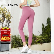 (Trendy) Lovito Summer Plain High Waist Sports Yoga Pants Compression Leggings for Woman L02044 (Lig