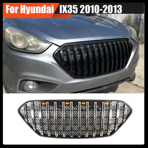 For Hyundai IX35 2010-2013 Gloss Black Or Chrome Car Upper Racing Grille Hood Grill Front Radiator G