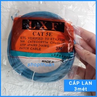 Pre-pressed LAN network cable with 2 RJ45 ends, 3m long - internet cable