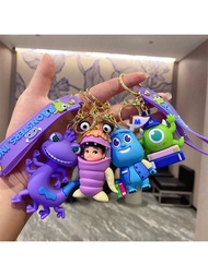 1pc Monsters University Character Keychain, Cute 3D Cartoon Silicone Backpack Decoration From Monste