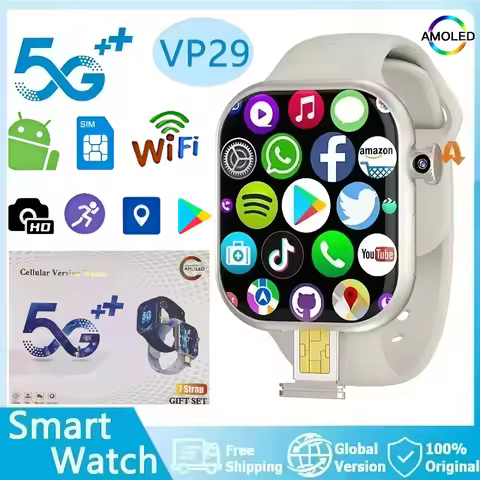 5G Android Smartwatch VP29 4G/5G LTE Sim Card GPS WIFI 2.29 inch Rotary Camera NFC health monitoring