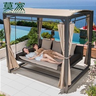 HY-6/Mojia Outdoor Swing Lying Bed Nordic Swimming Pool Recliner Outdoor Swing Rocking Chair Double Rattan Chair Villa C