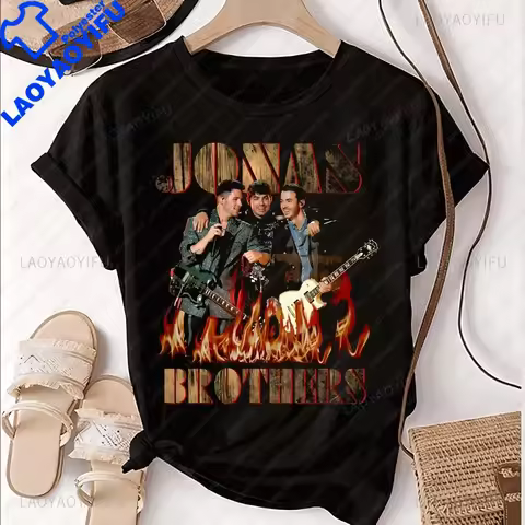 Vintage JONAS BROTHERS Band Printed T-shirt Top JONAS BROTHERS Trend Short Sleeve Unisex Shirt Graph