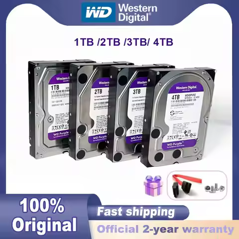 Western Digital WD Purple 1TB 2TB 3TB 4TB 3.5" SATA 6.0Gb/s HDD Internal Hard Drive Disk for Securit