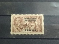 英國喬治五世加蓋摩洛哥郵票3Francs on 2先令6p