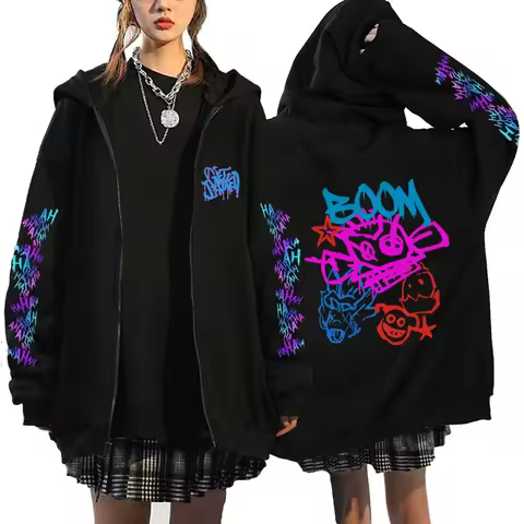 Arcane Jinx Hoodies Monkey Graffiti Zipper Jacket Harajuku Anime Arcane Boom Oversized Unisex Hip Ho