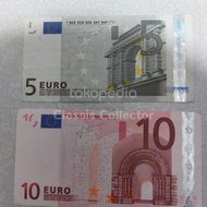 uang euro asli 5 Dan 10 dollar tahun terbit 2002