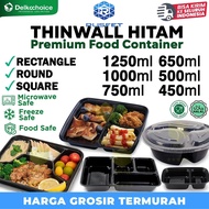 THINWALL Black Food Container Black Rectangle Round Catering Plastic Container Take Away