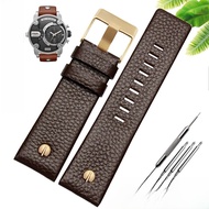 สายนาฬิกาหนังแท้ Diesel สำหรับผู้ชายและผู้หญิง ขนาดใหญ่ สามตา DZ7333 7348 4318 อุปกรณ์เสริม หัวเข็มข