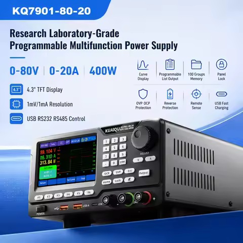 Programming DC Power Supply 80V 20A 400W 1mV 1mA Forced C.V. Mode 5-digit Engineer Level Bench Power